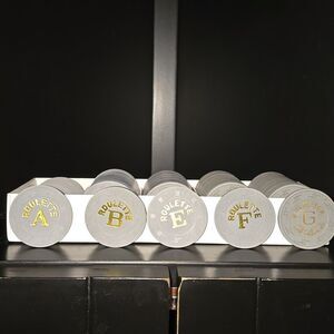 Vintage Set Of EXCALIBUR Roulette Chips From LAS VEGAS! Set Of 93 Chips.